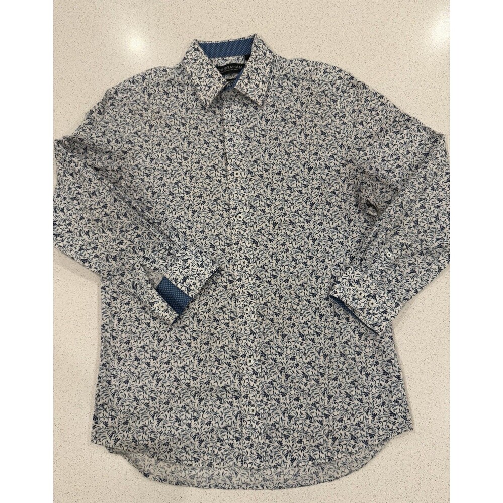 Nick Graham Everywhere Men’s Stretch Modern Fit Blue Floral And Vine Print